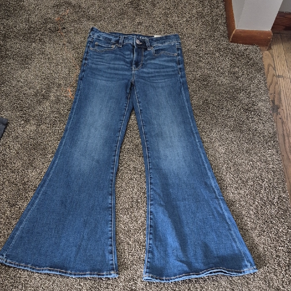American Eagle Outfitters Blue Wide Leg Flare Jeans